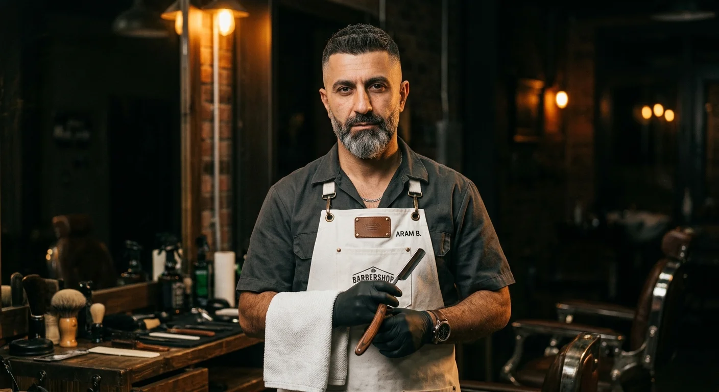 Haykaz, barber at Dapper Fellas, known for clean cuts and a full head wash